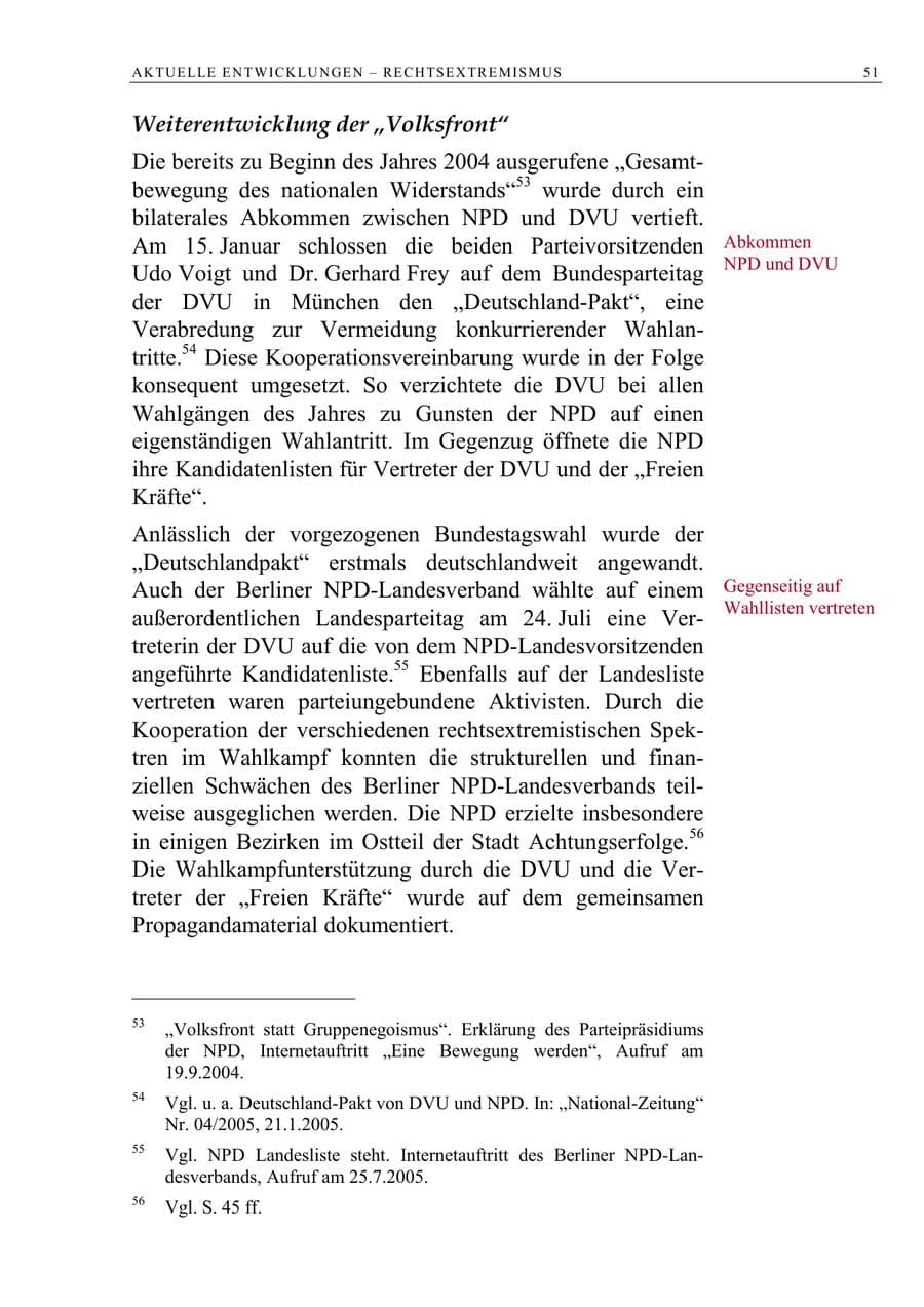 Seite 52 des Verfassungsschutzbericht 2005 Berlin