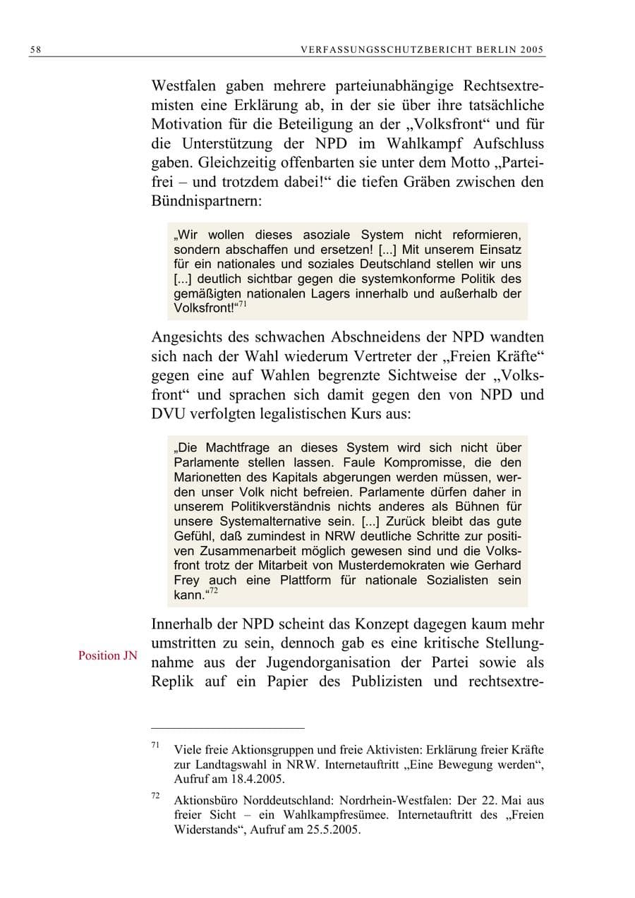 Seite 59 des Verfassungsschutzbericht 2005 Berlin