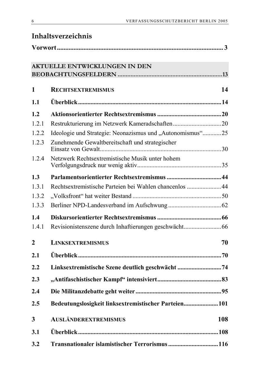 Seite 7 des Verfassungsschutzbericht 2005 Berlin