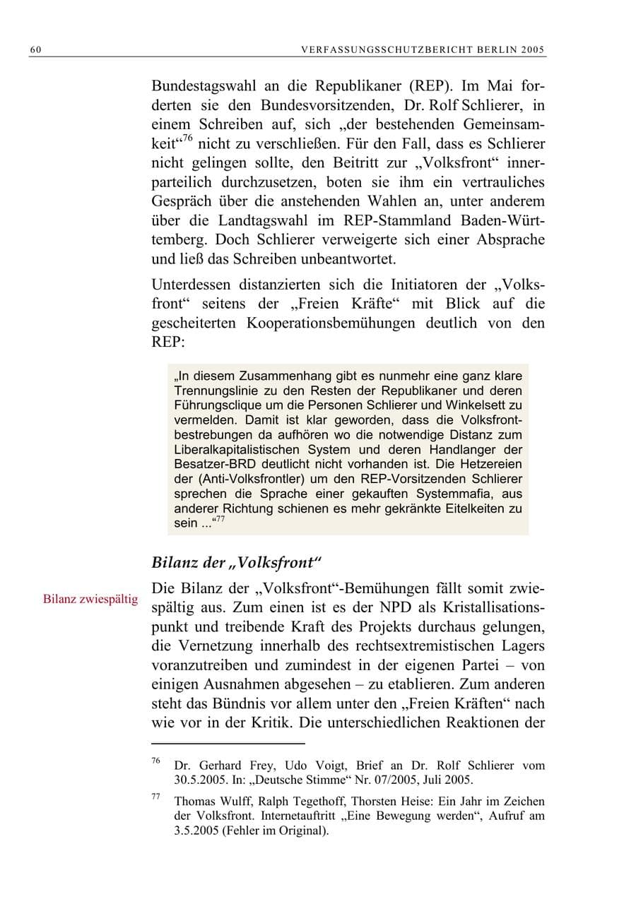 Seite 61 des Verfassungsschutzbericht 2005 Berlin