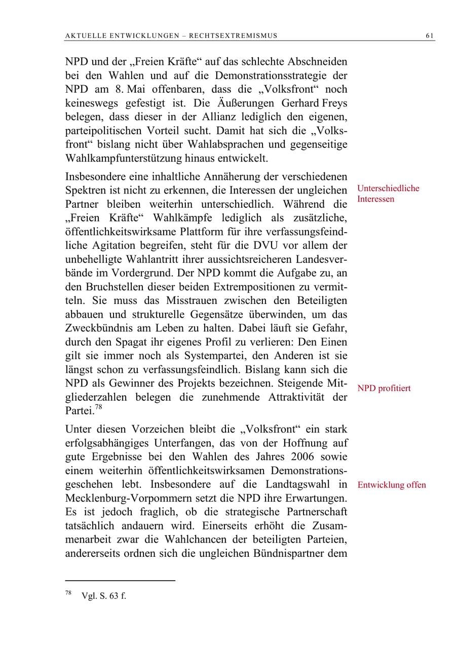 Seite 62 des Verfassungsschutzbericht 2005 Berlin