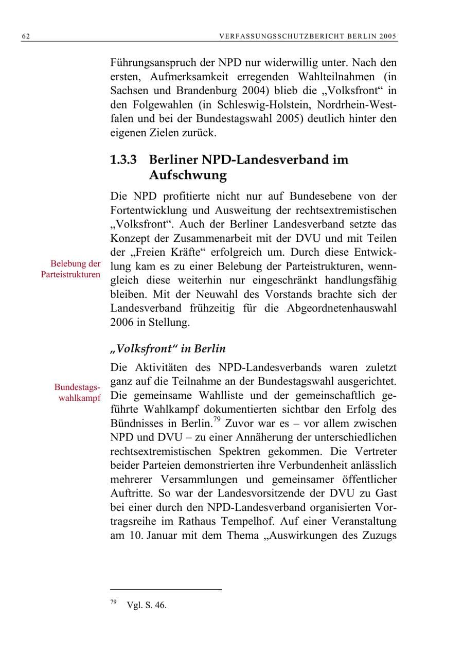 Seite 63 des Verfassungsschutzbericht 2005 Berlin