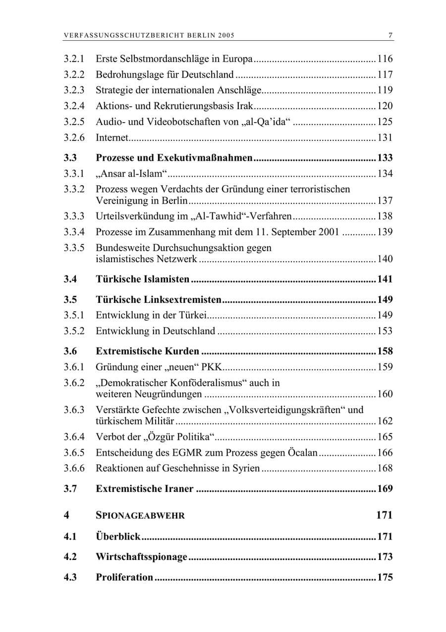 Seite 8 des Verfassungsschutzbericht 2005 Berlin