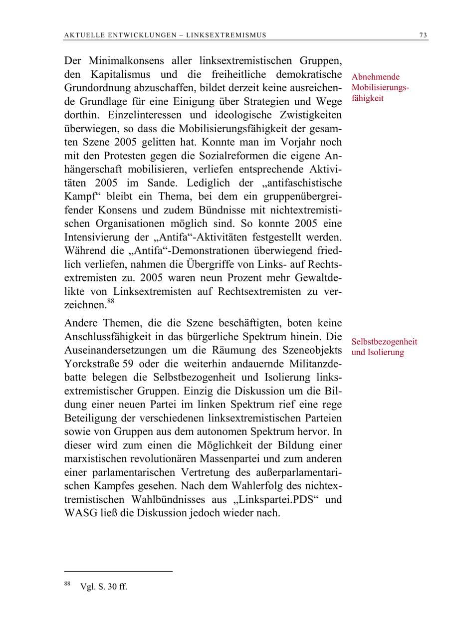 Seite 74 des Verfassungsschutzbericht 2005 Berlin