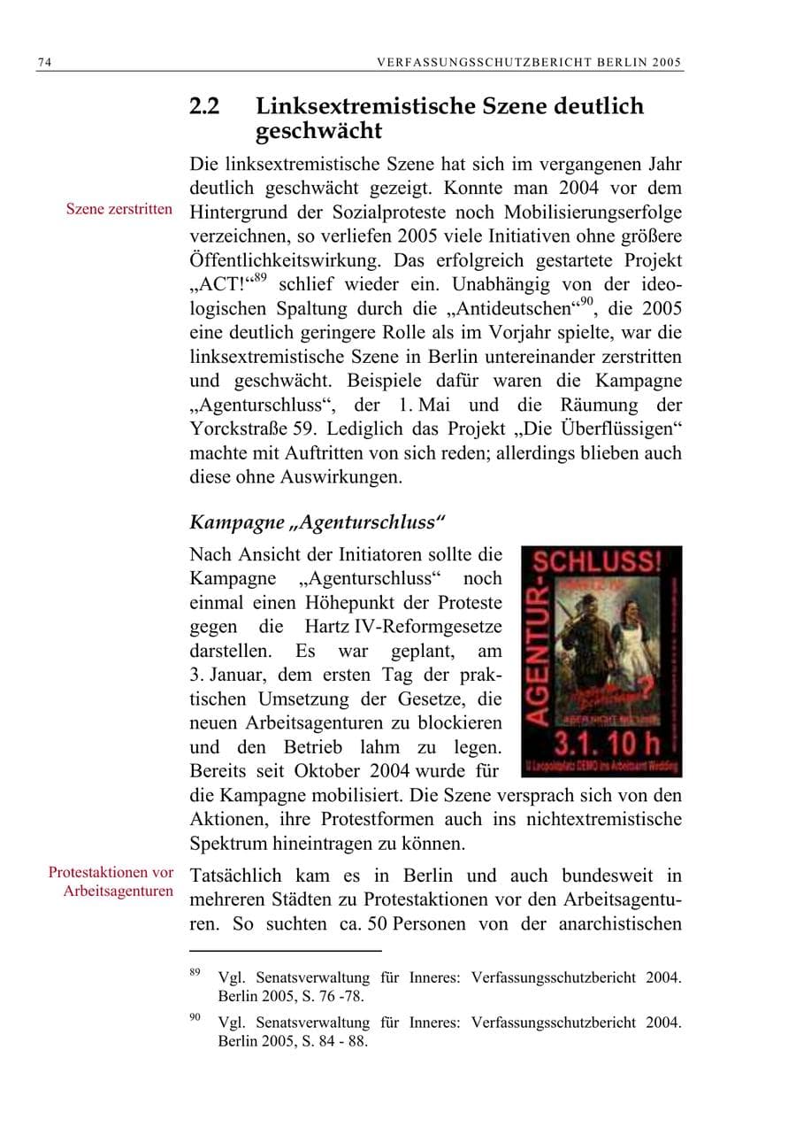 Seite 75 des Verfassungsschutzbericht 2005 Berlin