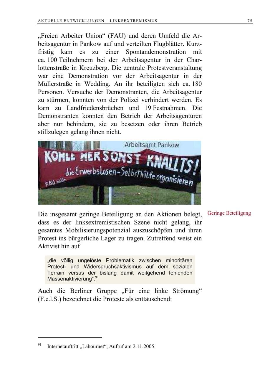 Seite 76 des Verfassungsschutzbericht 2005 Berlin