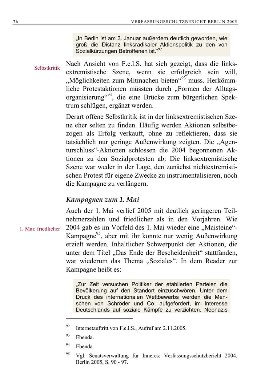 Seite 77 des Verfassungsschutzbericht 2005 Berlin
