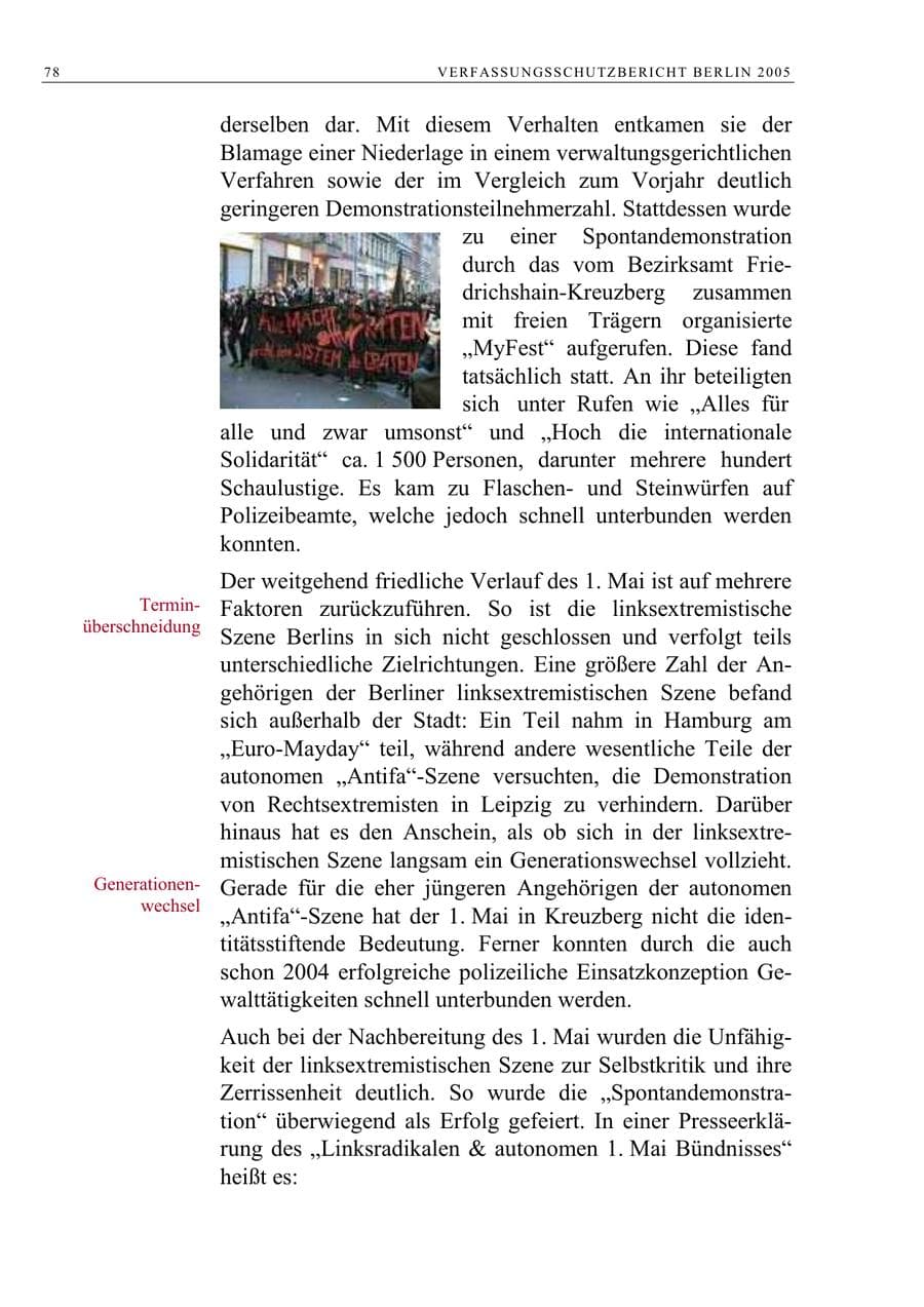 Seite 79 des Verfassungsschutzbericht 2005 Berlin
