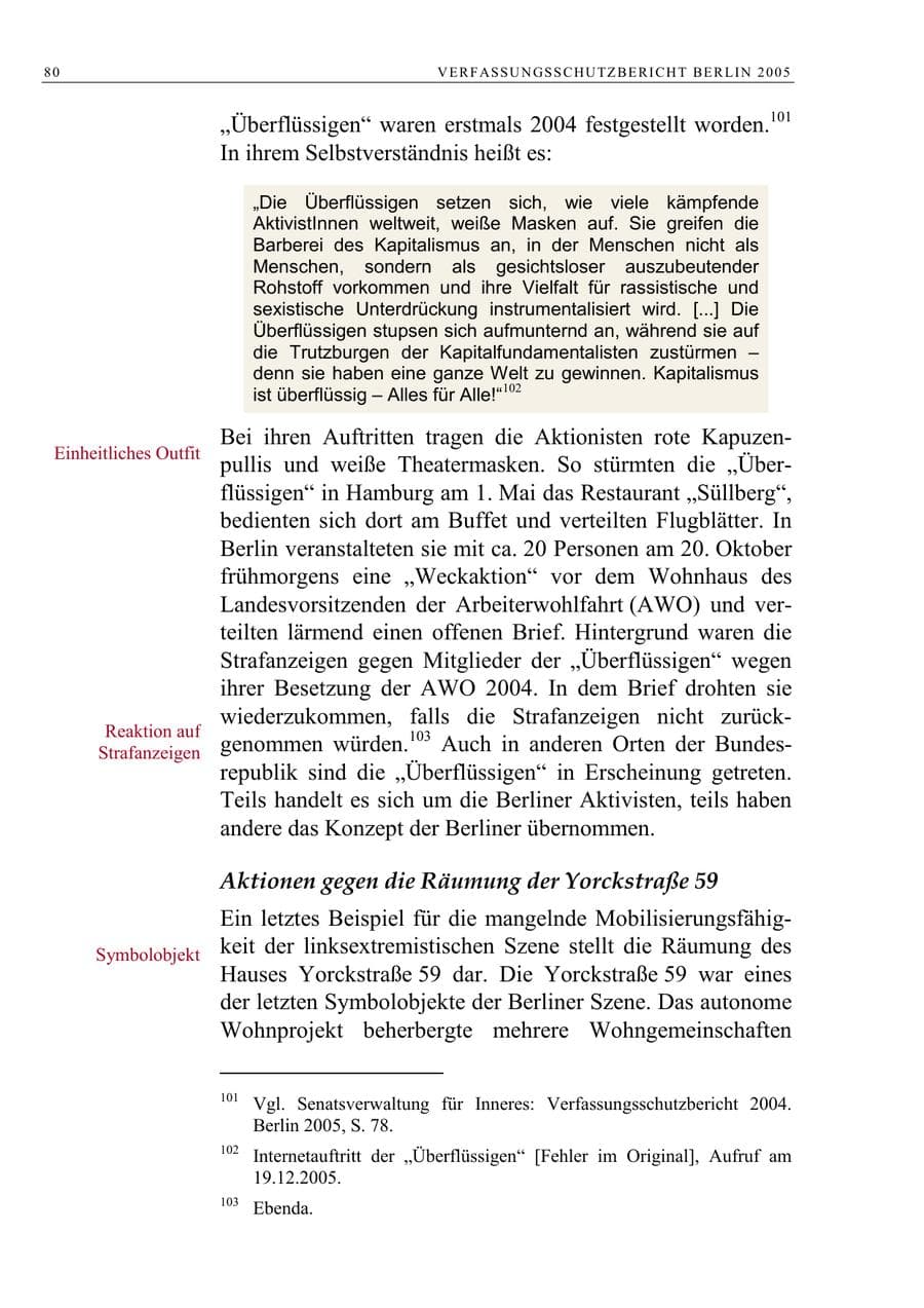 Seite 81 des Verfassungsschutzbericht 2005 Berlin
