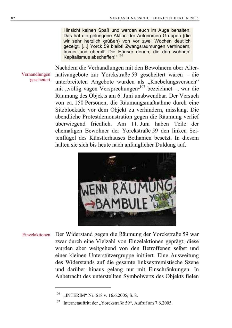 Seite 83 des Verfassungsschutzbericht 2005 Berlin