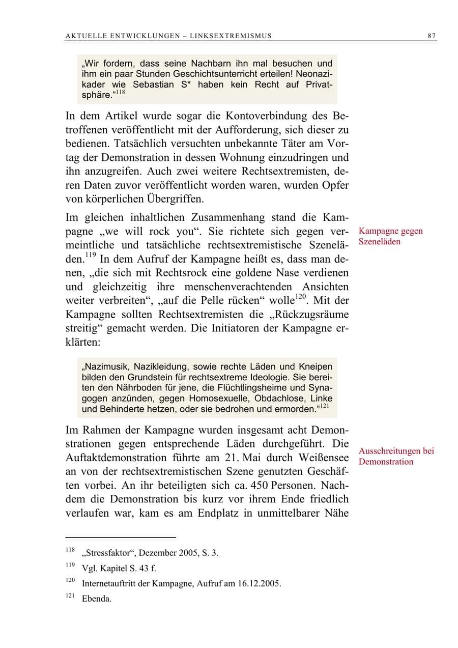 Seite 88 des Verfassungsschutzbericht 2005 Berlin