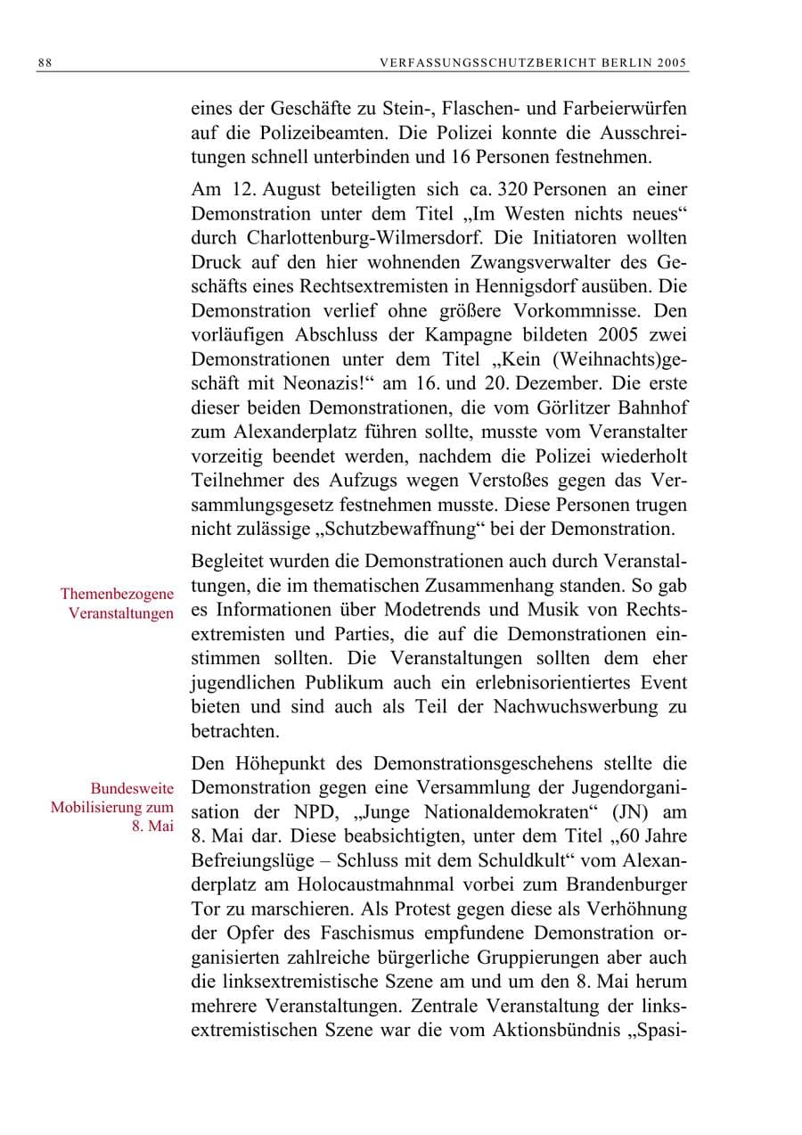 Seite 89 des Verfassungsschutzbericht 2005 Berlin