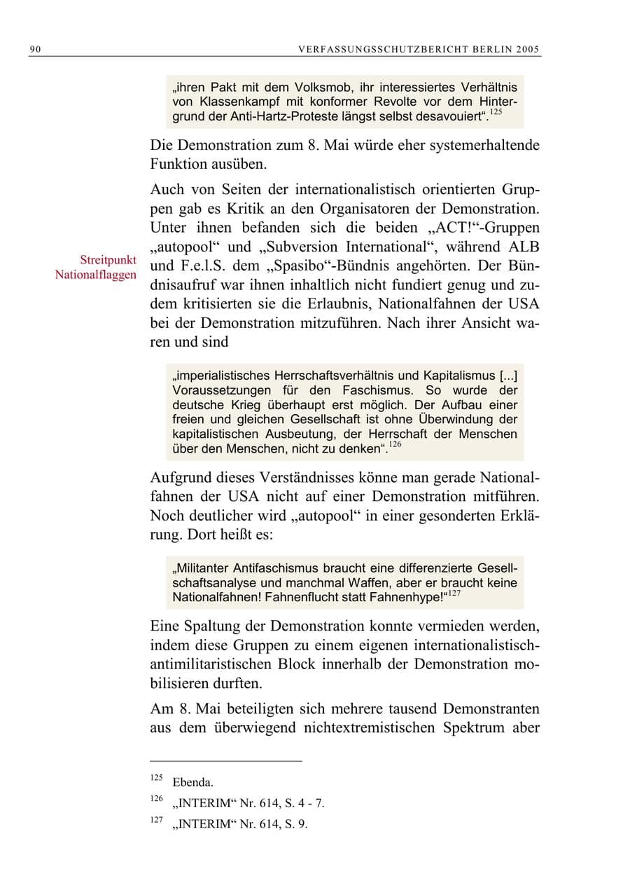 Seite 91 des Verfassungsschutzbericht 2005 Berlin