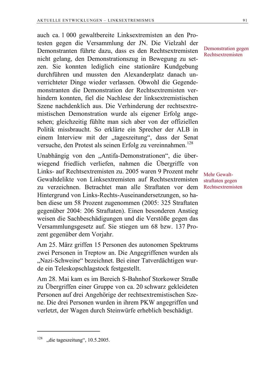 Seite 92 des Verfassungsschutzbericht 2005 Berlin