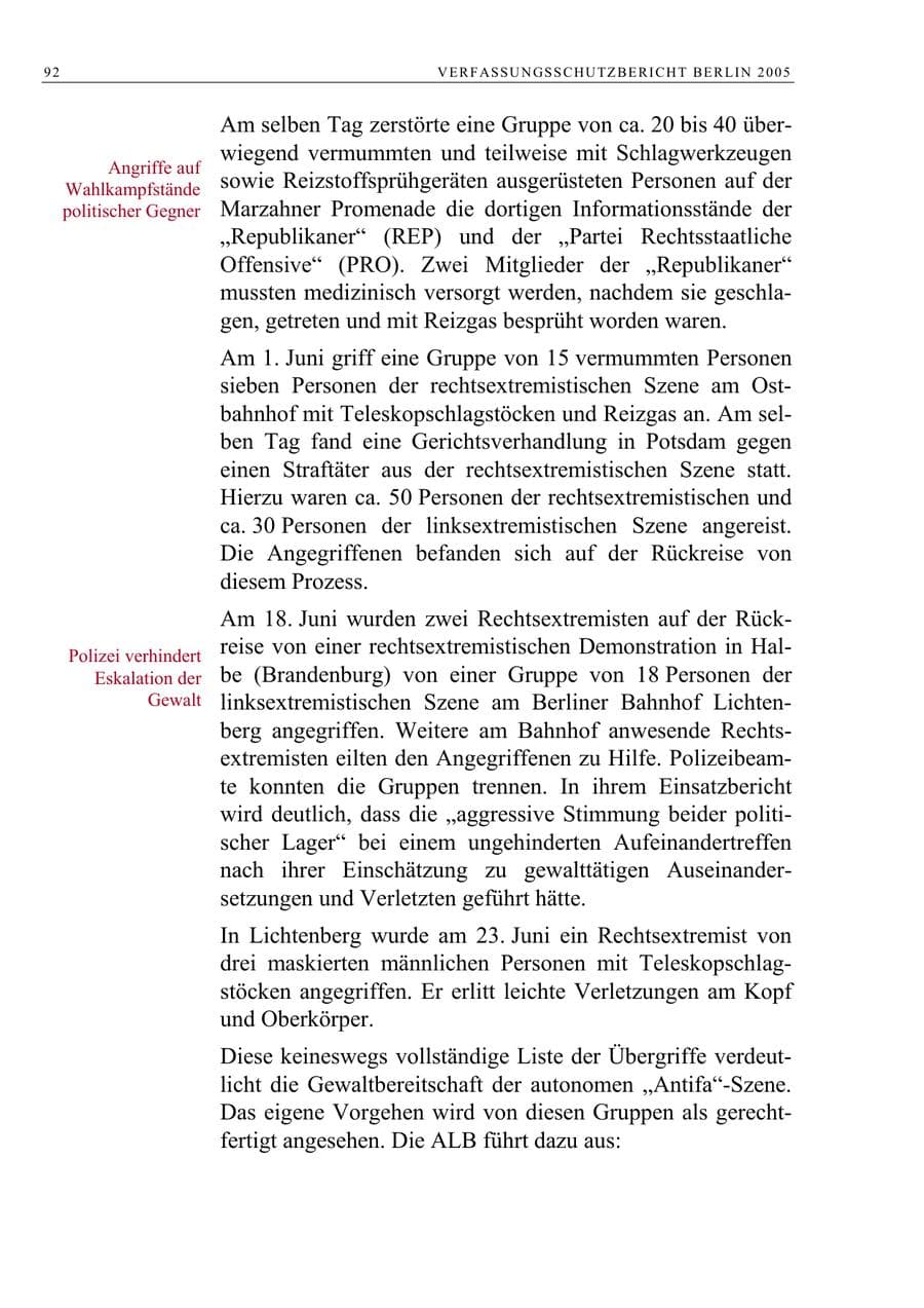 Seite 93 des Verfassungsschutzbericht 2005 Berlin