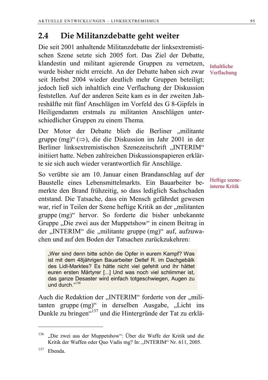 Seite 96 des Verfassungsschutzbericht 2005 Berlin