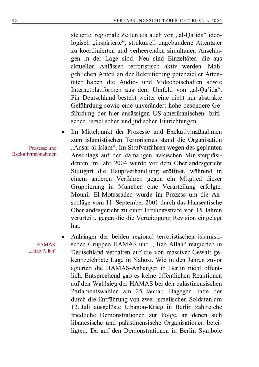 Seite 103 des Verfassungsschutzbericht 2006 Berlin