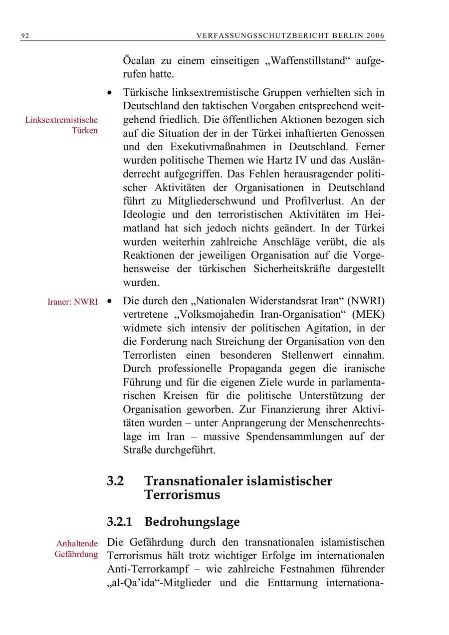 Seite 105 des Verfassungsschutzbericht 2006 Berlin