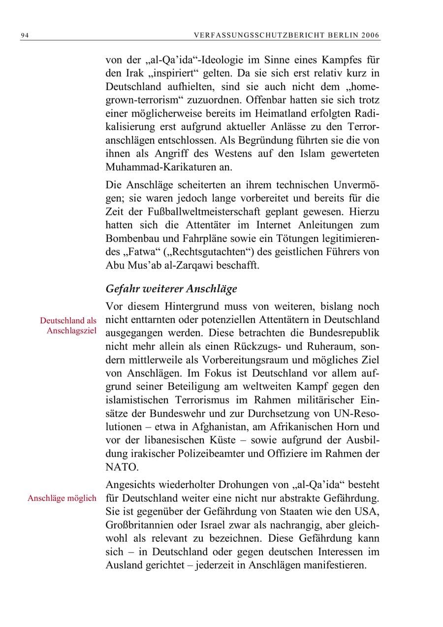 Seite 107 des Verfassungsschutzbericht 2006 Berlin