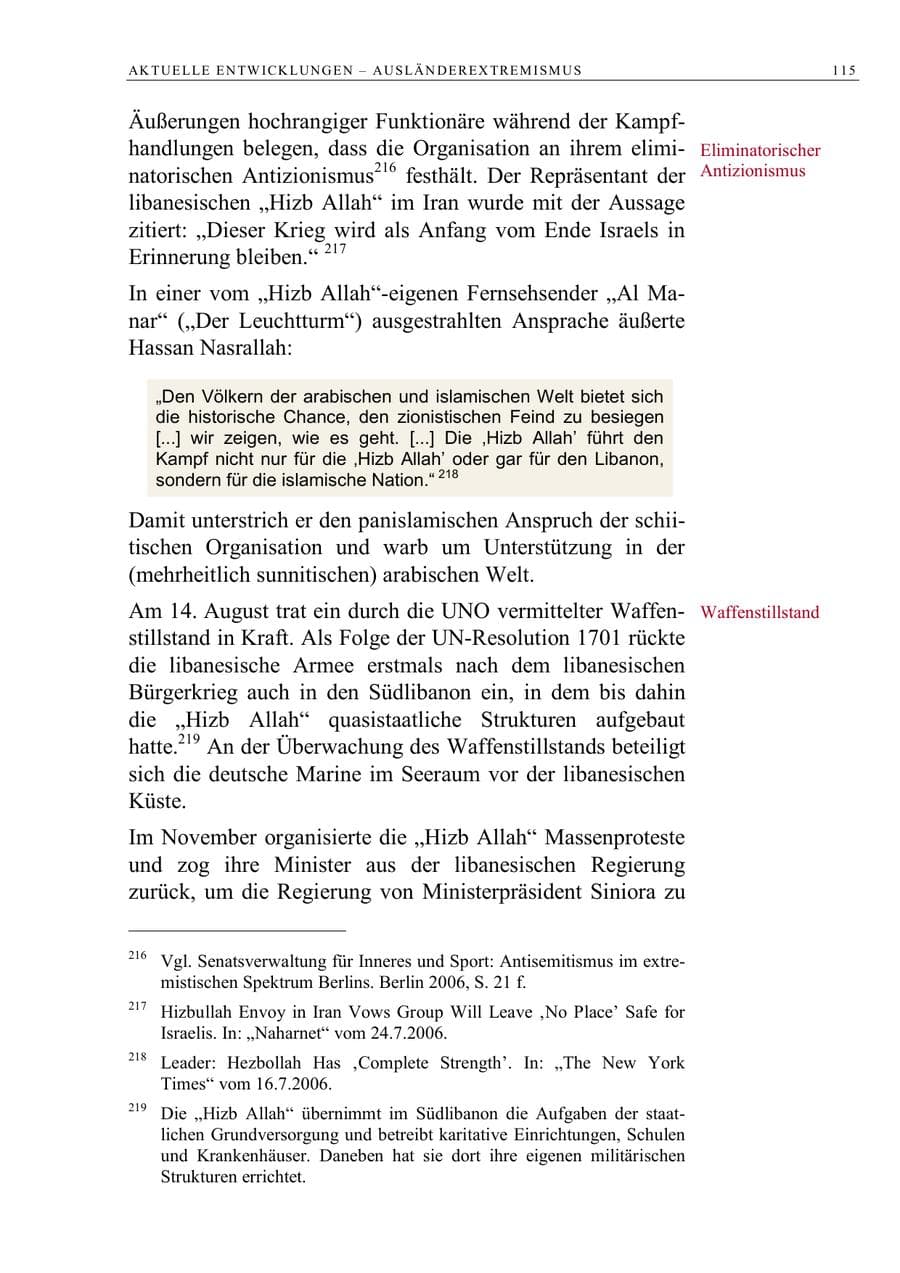 Seite 128 des Verfassungsschutzbericht 2006 Berlin