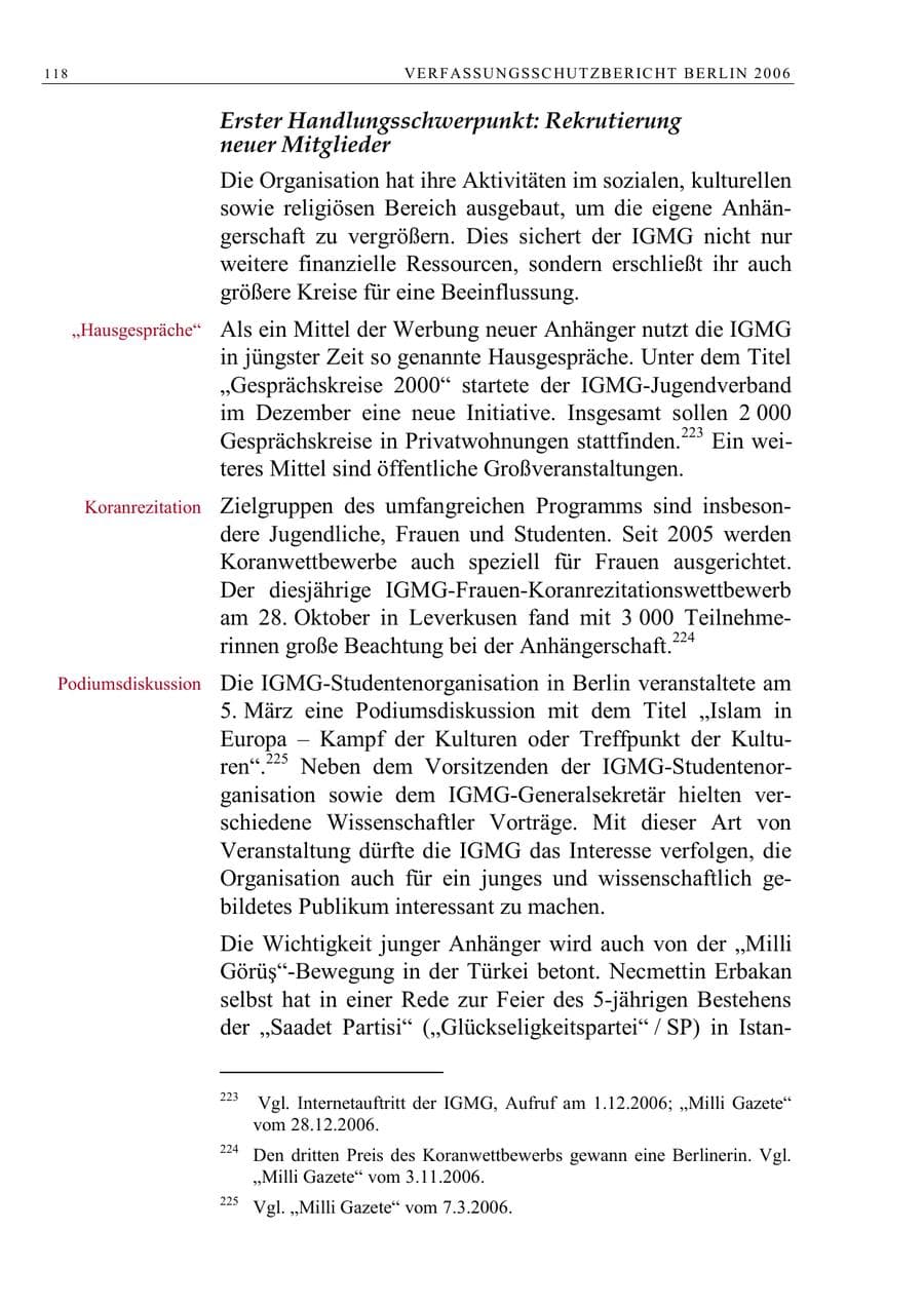 Seite 131 des Verfassungsschutzbericht 2006 Berlin