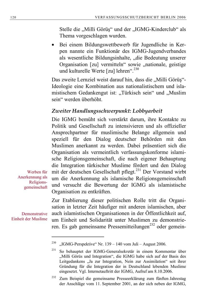 Seite 133 des Verfassungsschutzbericht 2006 Berlin