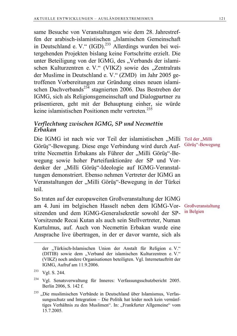 Seite 134 des Verfassungsschutzbericht 2006 Berlin