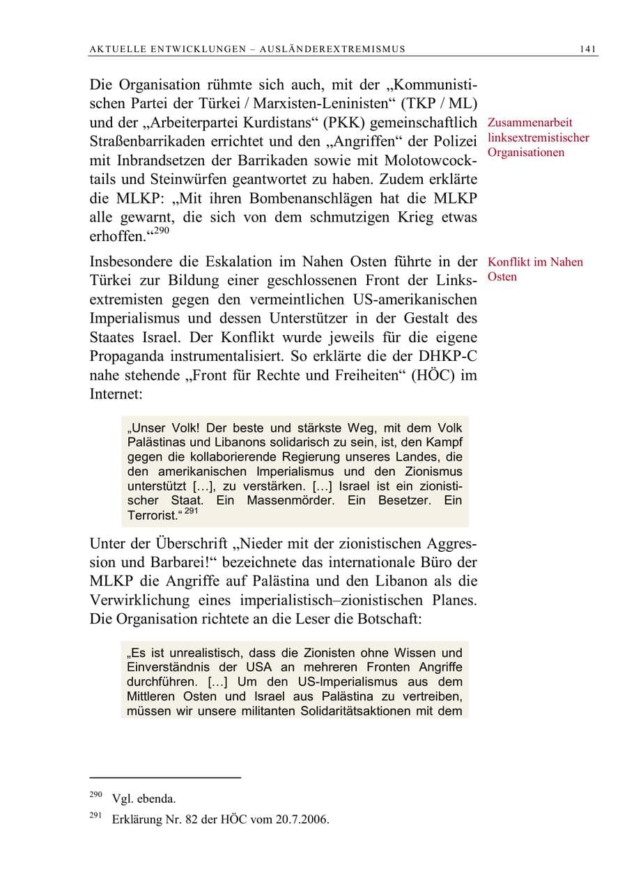Seite 154 des Verfassungsschutzbericht 2006 Berlin