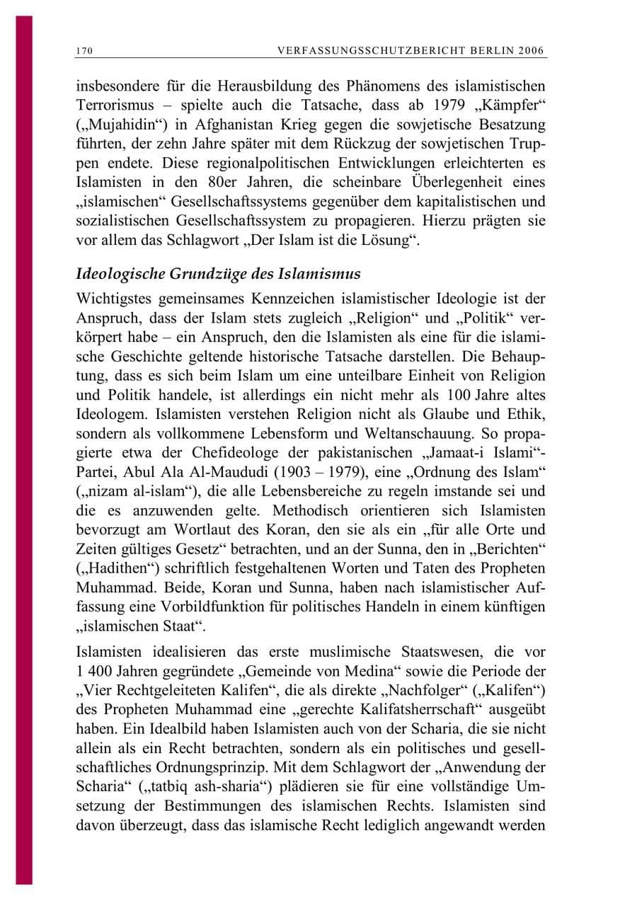 Seite 183 des Verfassungsschutzbericht 2006 Berlin