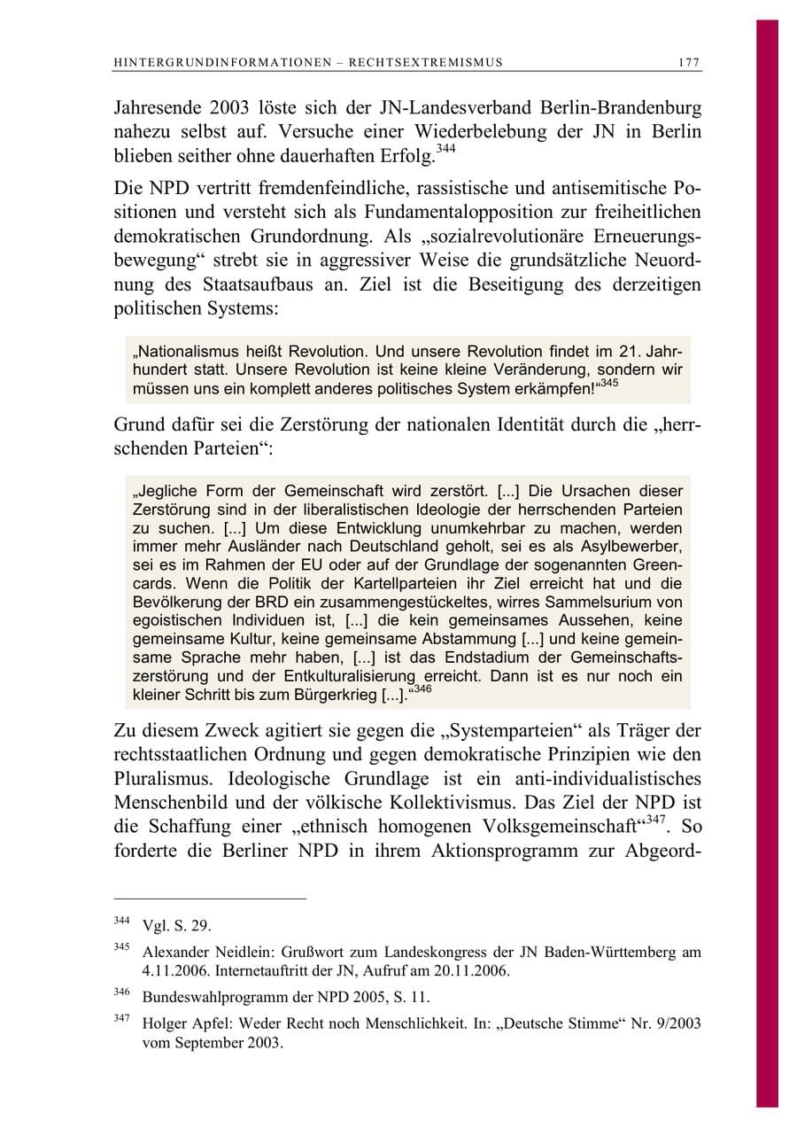Seite 190 des Verfassungsschutzbericht 2006 Berlin