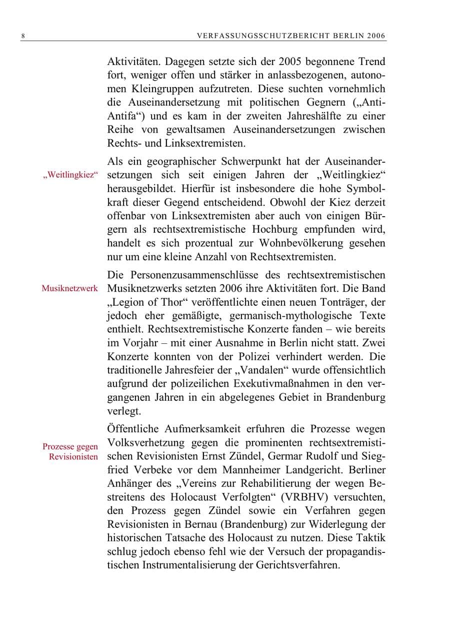 Seite 21 des Verfassungsschutzbericht 2006 Berlin