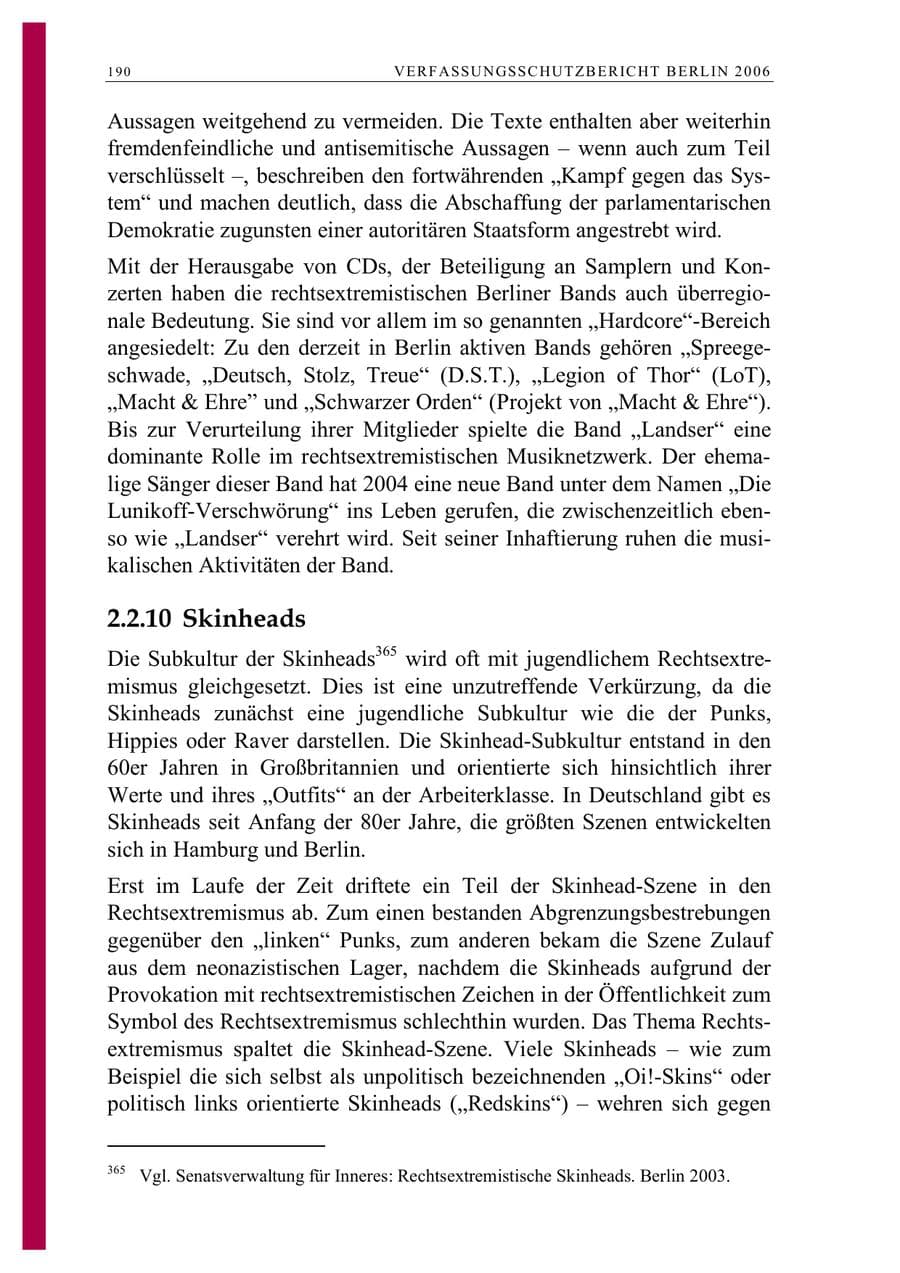 Seite 203 des Verfassungsschutzbericht 2006 Berlin