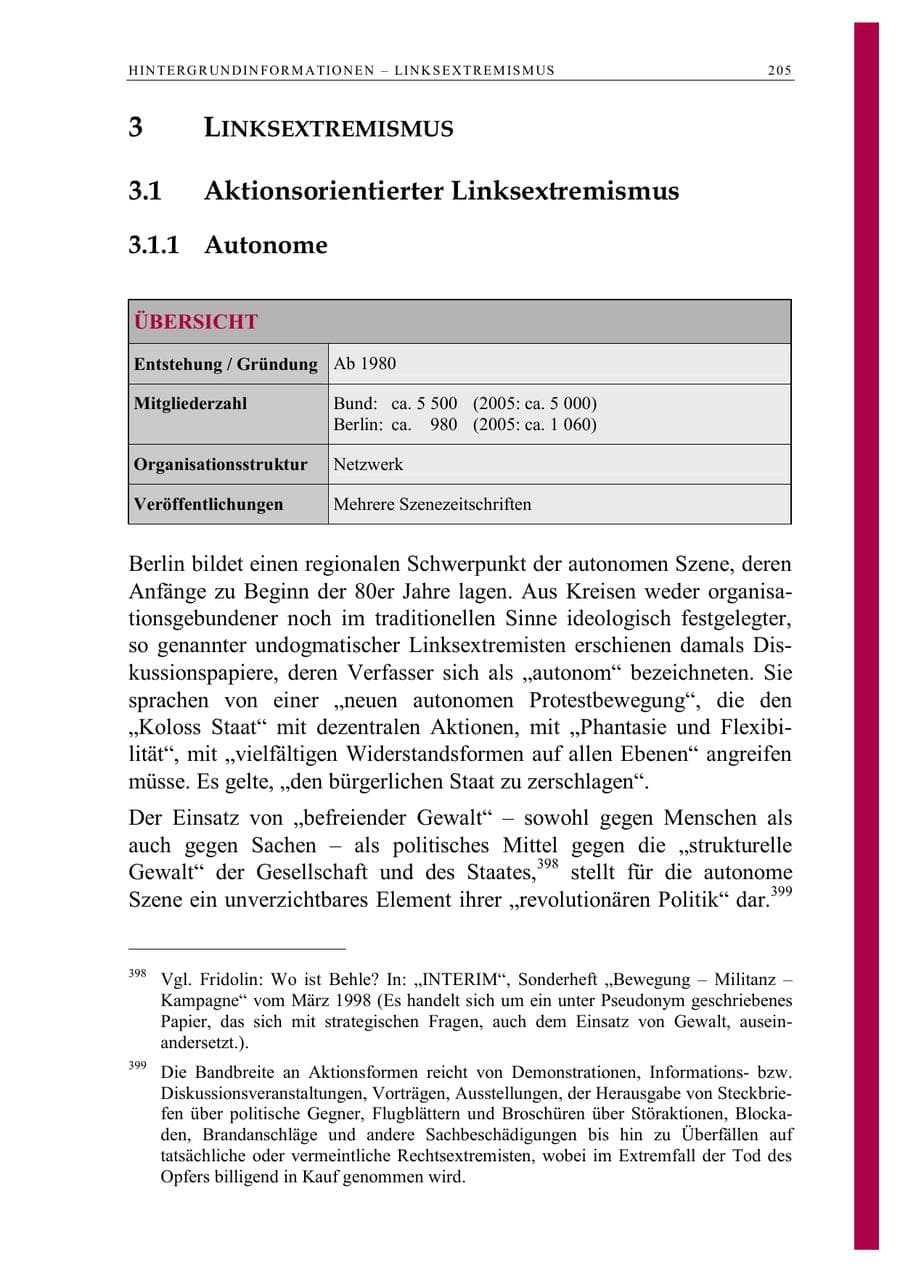 Seite 218 des Verfassungsschutzbericht 2006 Berlin