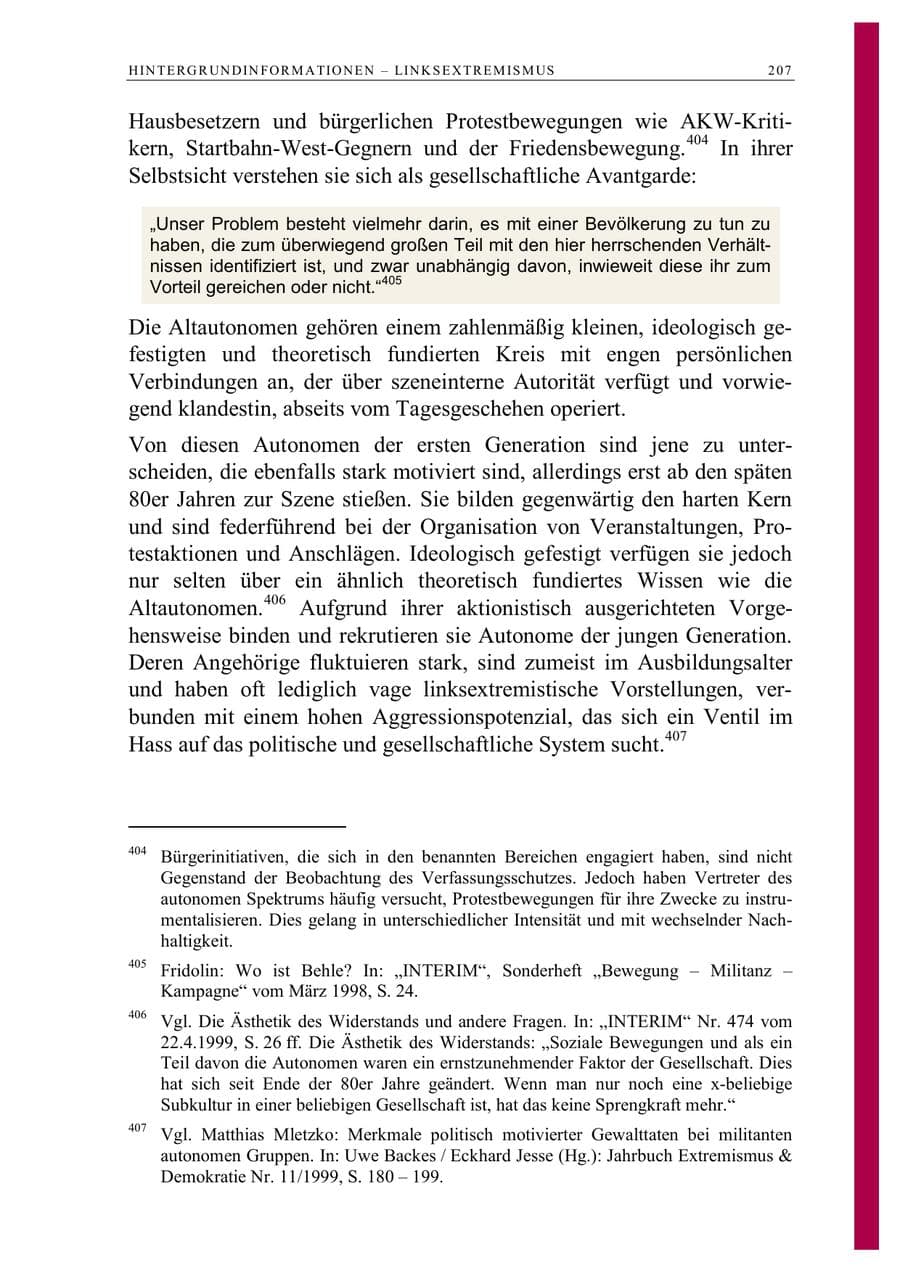 Seite 220 des Verfassungsschutzbericht 2006 Berlin