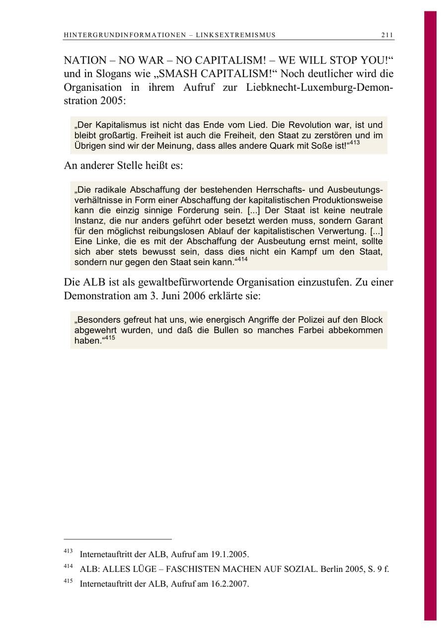 Seite 224 des Verfassungsschutzbericht 2006 Berlin
