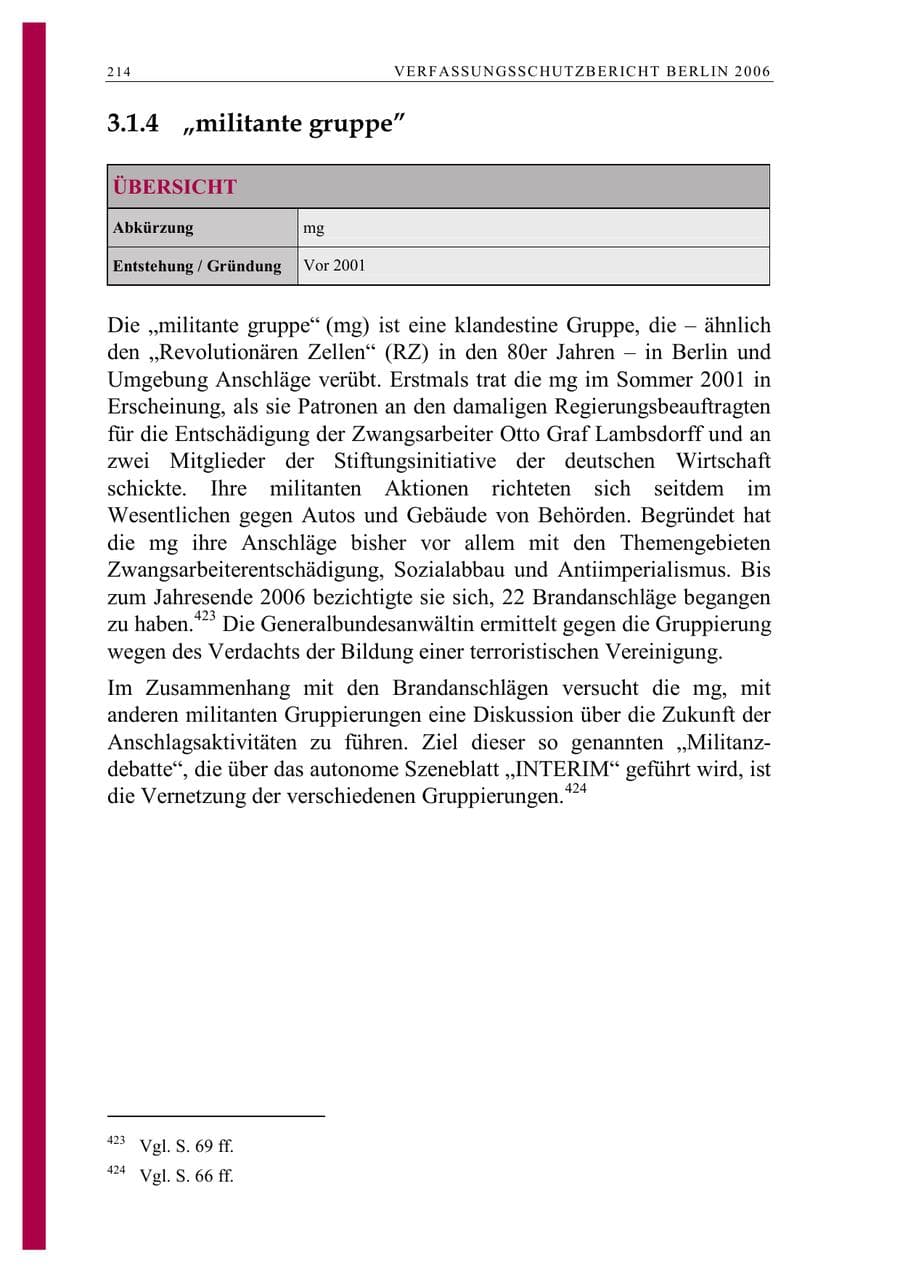 Seite 227 des Verfassungsschutzbericht 2006 Berlin