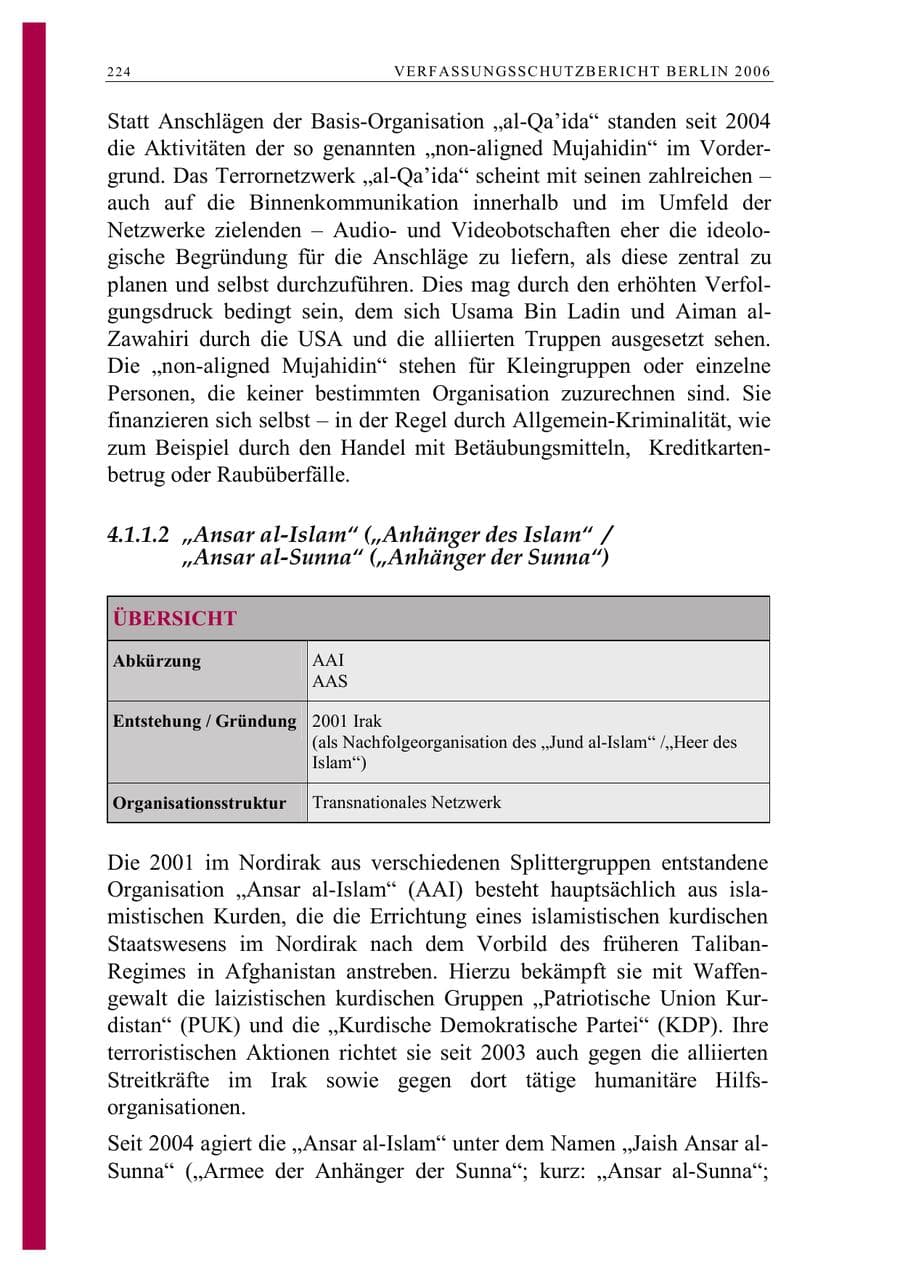 Seite 237 des Verfassungsschutzbericht 2006 Berlin