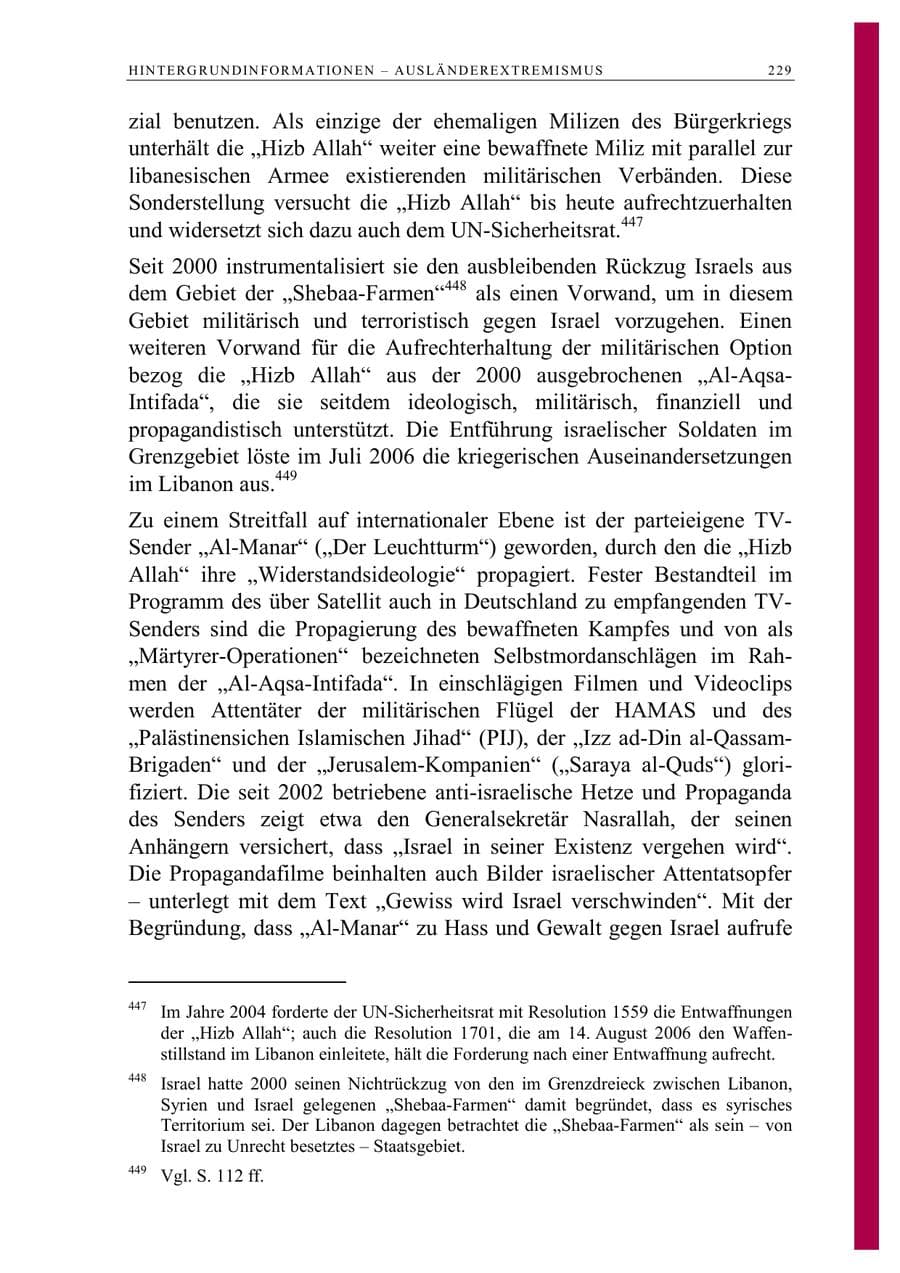 Seite 242 des Verfassungsschutzbericht 2006 Berlin