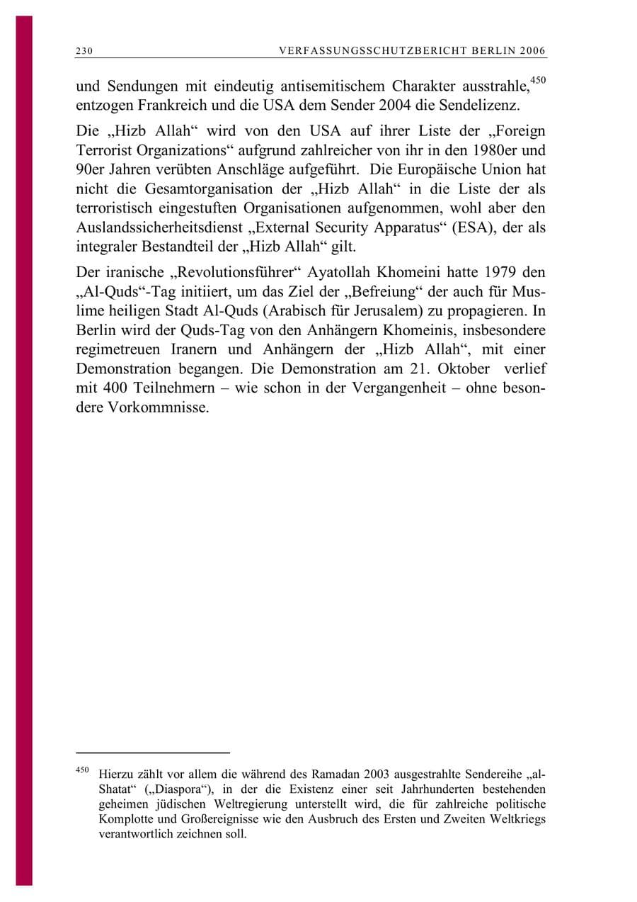 Seite 243 des Verfassungsschutzbericht 2006 Berlin