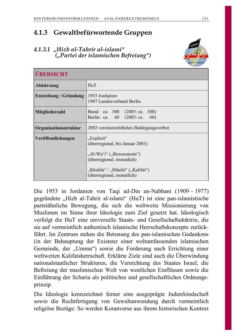 Seite 244 des Verfassungsschutzbericht 2006 Berlin
