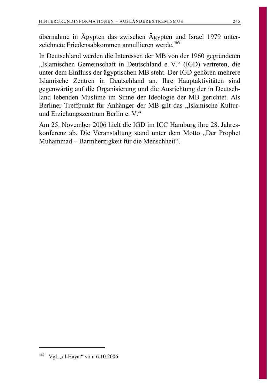 Seite 258 des Verfassungsschutzbericht 2006 Berlin