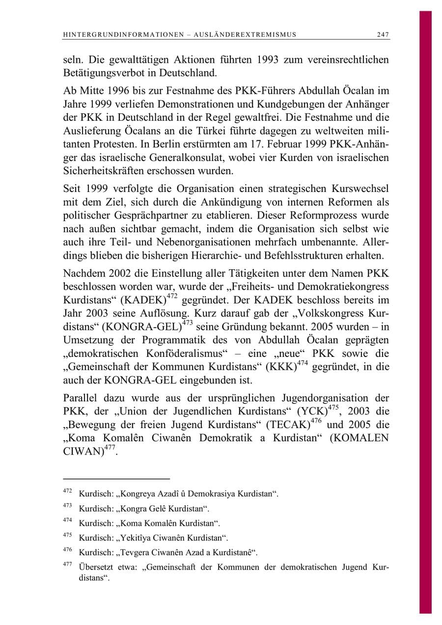 Seite 260 des Verfassungsschutzbericht 2006 Berlin