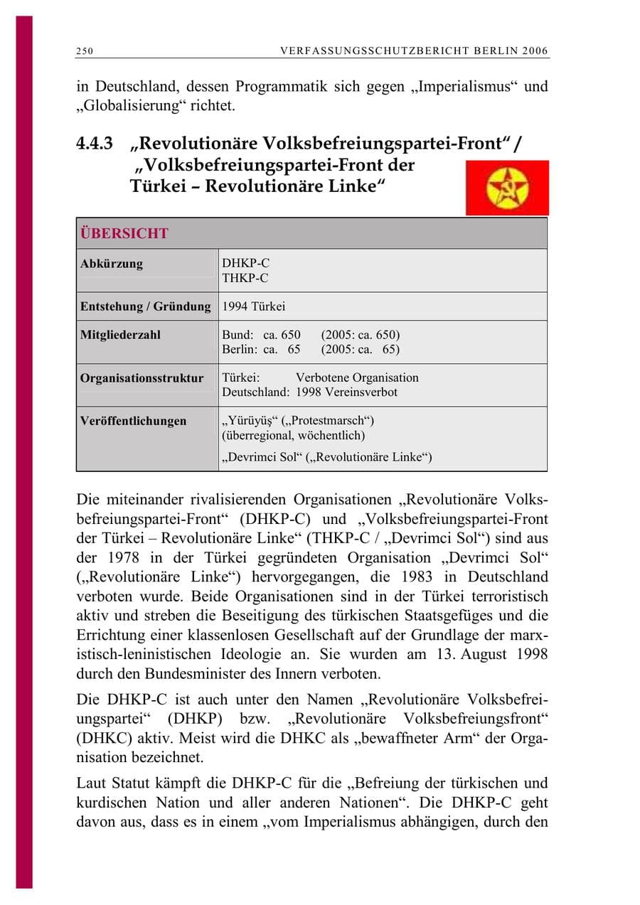 Seite 263 des Verfassungsschutzbericht 2006 Berlin