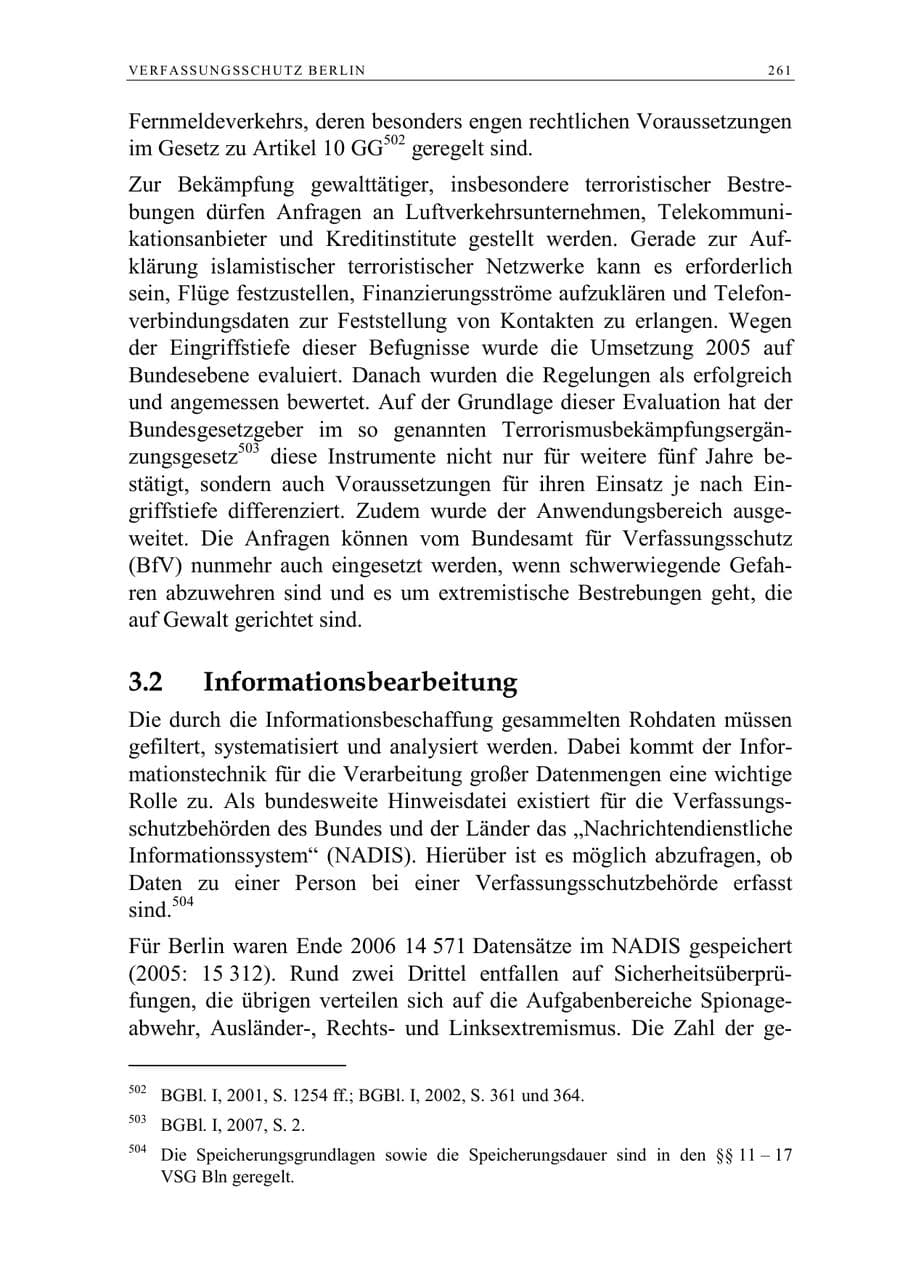 Seite 274 des Verfassungsschutzbericht 2006 Berlin