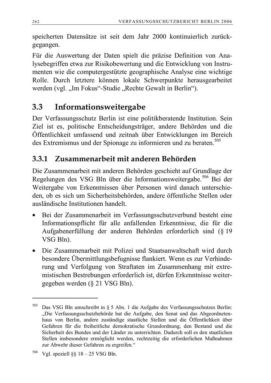 Seite 275 des Verfassungsschutzbericht 2006 Berlin