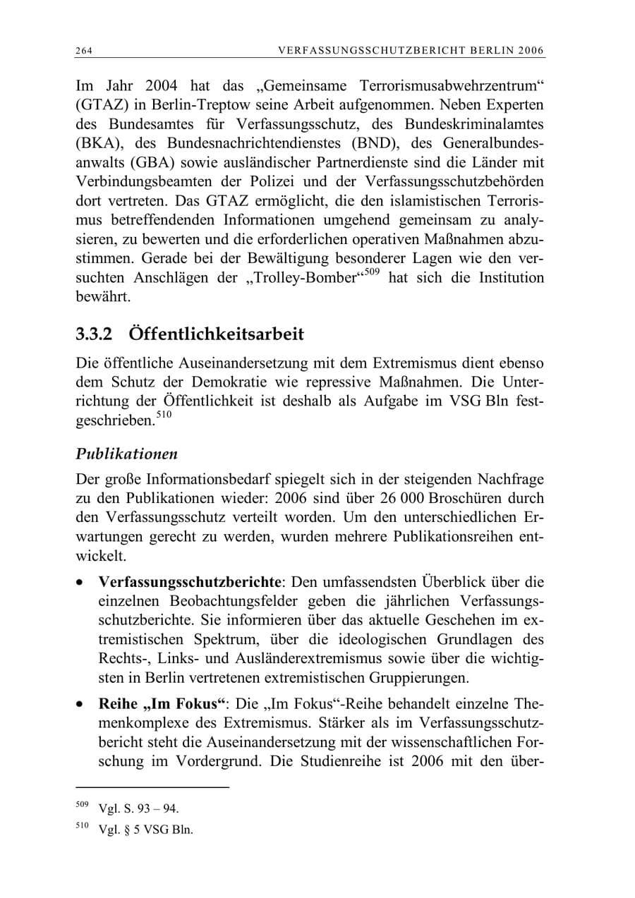 Seite 277 des Verfassungsschutzbericht 2006 Berlin