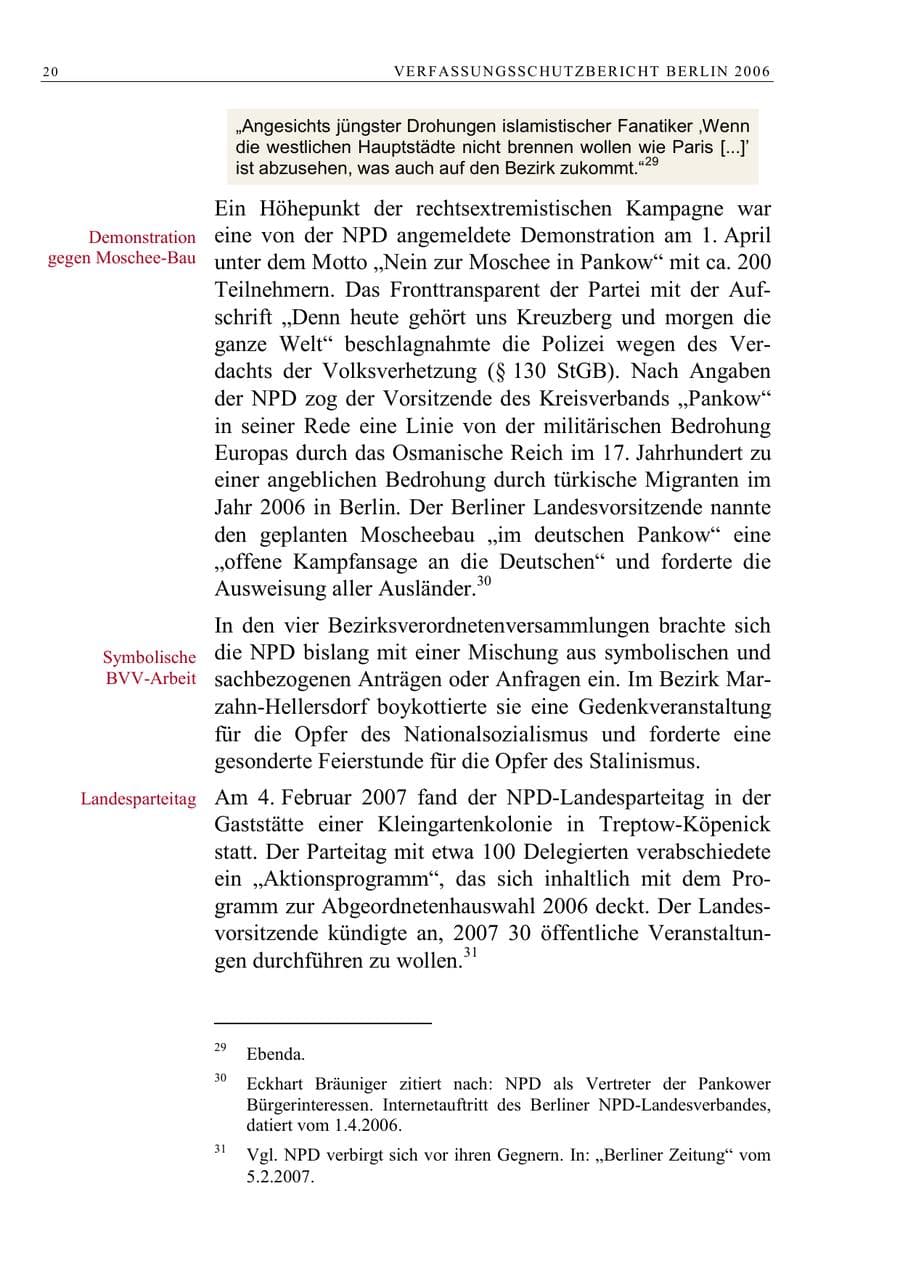 Seite 33 des Verfassungsschutzbericht 2006 Berlin