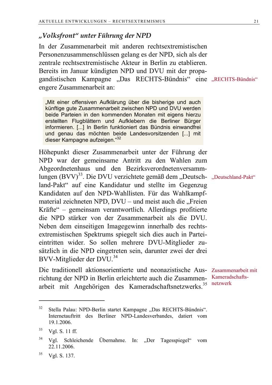 Seite 34 des Verfassungsschutzbericht 2006 Berlin