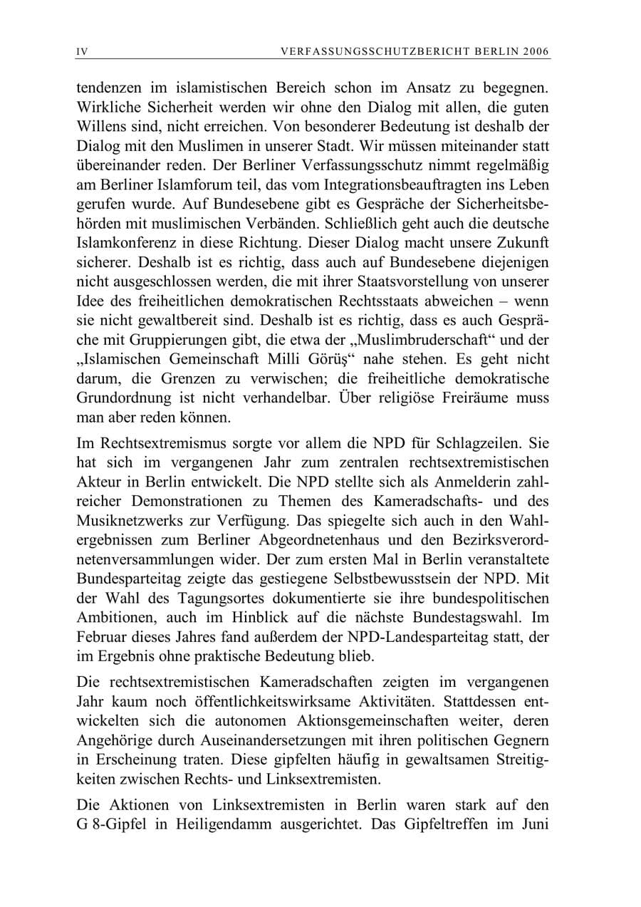 Seite 5 des Verfassungsschutzbericht 2006 Berlin