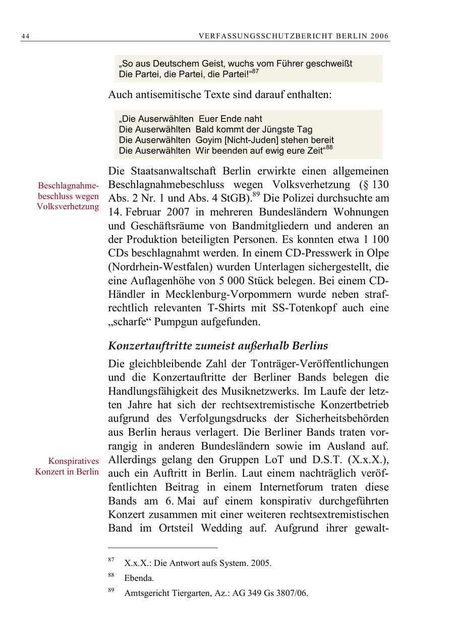 Seite 57 des Verfassungsschutzbericht 2006 Berlin